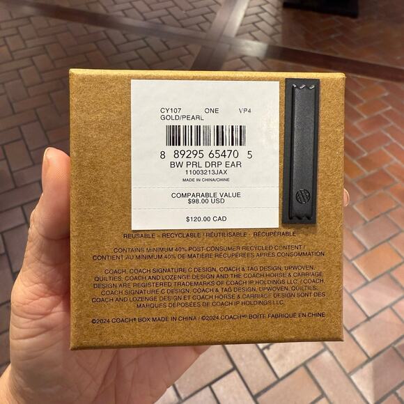 NWT COACH Bow Pearl Earrings CY107 Holiday Gift Gold/Pearl - Picture 4 of 6